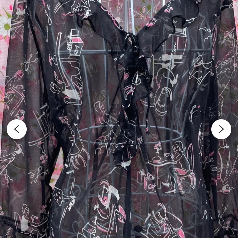 90’s 100%SILK! , beautiful VINTAGE pattern of woman working , walking dog etc .